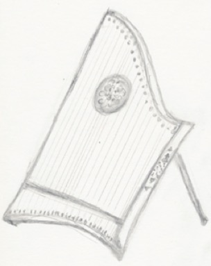 Veeh-Harfe gezeichnet